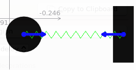 A experiência no Tutorial 3 mostra um disco e uma caixa, ligados por uma mola. Um seguidor (em azul) já está na caixa.