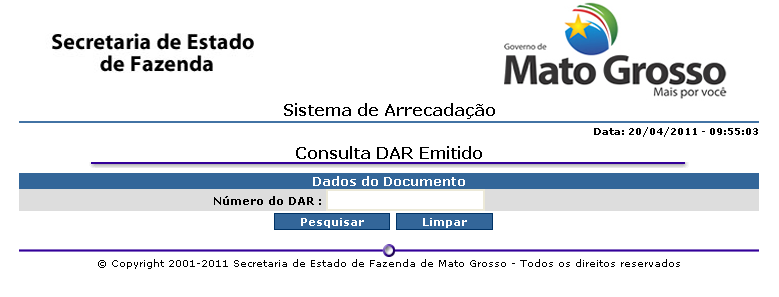 DAR: Informar o Número