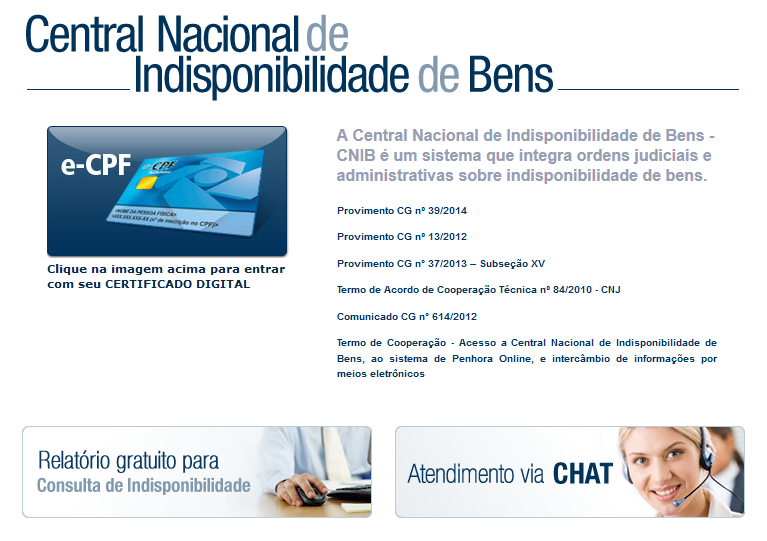Orientações portal CNIB Figura 14: Tela inicial do Portal CNIB. Acesso em: 13/10/2014.