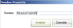 5. A seguir ingresse um nome para o projeto que está criando e pressione o botão [Aceitar].