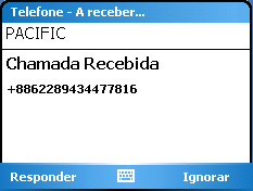 Receber chamadas Ao receber uma chamada, é apresentada uma mensagem que lhe dá a escolher entre atender ou rejeitar a chamada recebida.