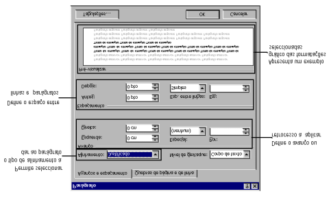 - Alinhamento - Avanço - Espaçamento Para formatar um parágrafo aceda à janela Parágrafo utilizando um dos seguintes modos: - Seleccione a opção Parágrafo do menu Formatar; - Clique com o botão