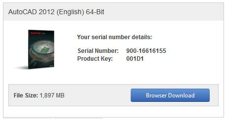 Download do AutoCAD Copiar e salvar o Serial Number e o Product Key para registrar o software