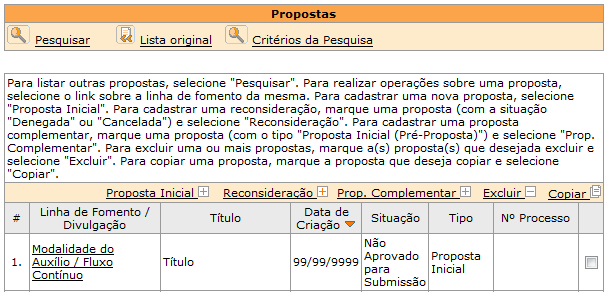 No exemplo acima, a reconsideração deve ser feita com base na proposta #1.