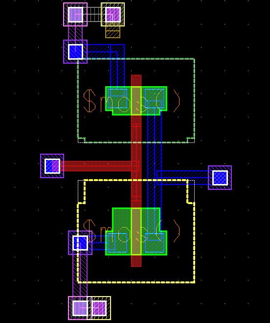 5 Layout Para a elaboração do layout do circuito primeiramente confeccionamos os layouts de cada porta