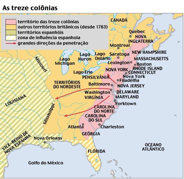 1. Situação das 13 Colônias até meados do séc. XVIII A.