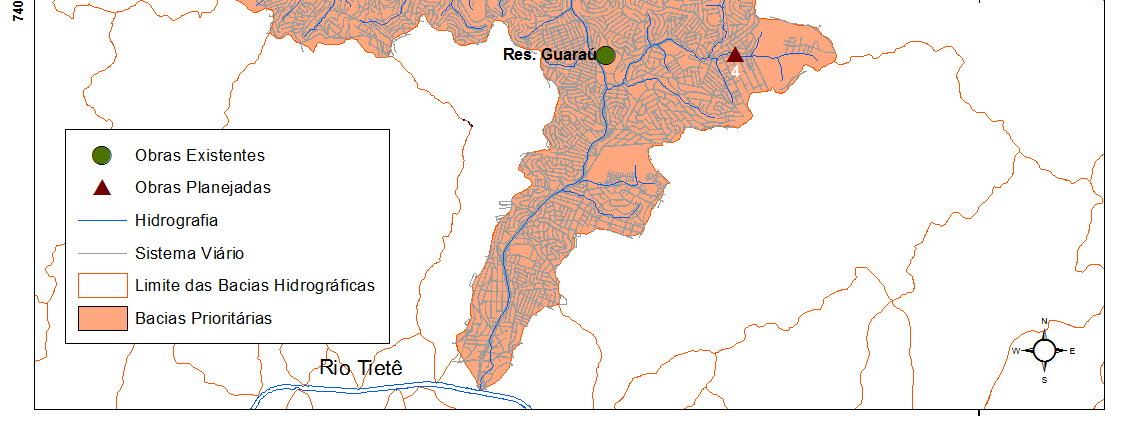 Obras: sub-bacia do Cabuçu de Baixo Obras de Drenagem Planejadas 1 Canalização do Córrego Jardim Elisa Maria 2
