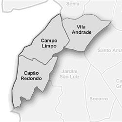 5,67% Subprefeitura do Campo Limpo Zona Sul Distritos administrativos: Vila Andrade, Campo Limpo e Capão Redondo Site: http://campolimpo.prefeitura.sp.gov.br Email: campolimpo@prefeitura.sp.gov.br Telefone: 5819-9964 Endereço: R.
