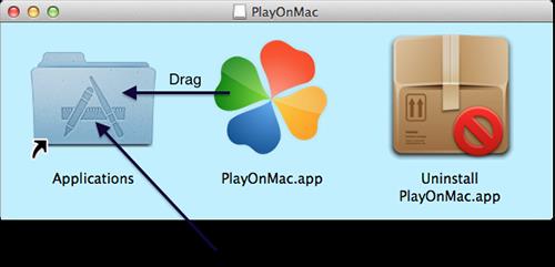 Isso fará com que a próxima janela apareça. Basta arrastar o ícone PlayOnMac para a pasta Aplicativos.
