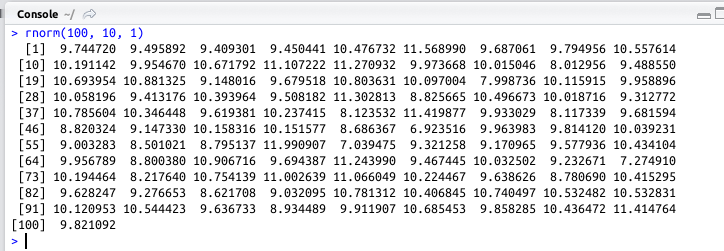 R Alguns exemplos: Uniforme: runif(n, min=0, max=1) Normal: rnorm(n, mean=0, sd=1) Exponencial: rexp(n, rate=1) Lista de distribuições disponíveis: http://stat.ethz.