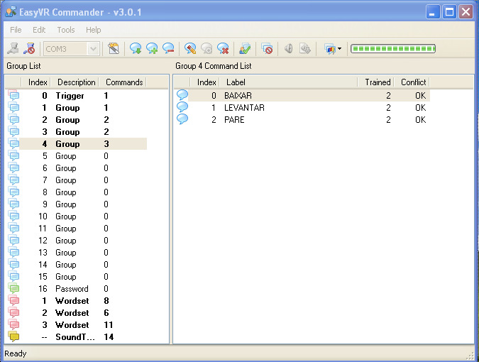 software Arduino UI, é realizado o upload do arquivo