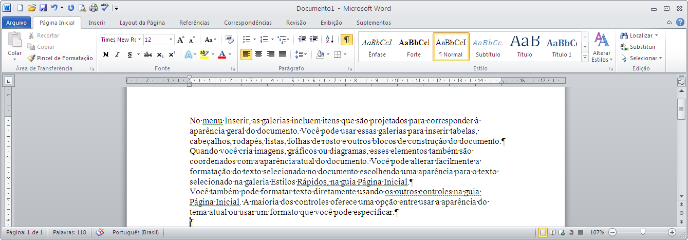 Ao pressionar a tecla ALT você verá a janela acima com letras e números para a execução dos recursos ou visualização das guias.