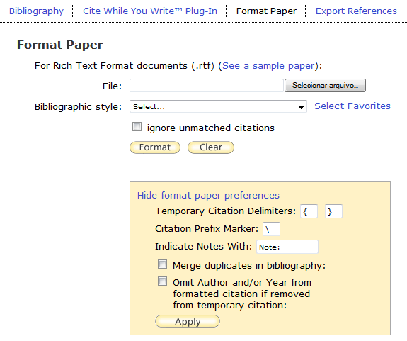 29 7.4 Citar enquanto escreve o texto no Word (CITE WHILE YOU WRITE PLUG-IN): esta opção permite baixar a barra ferramentas para incluir as citações enquanto digita o texto no Microsoft Word.