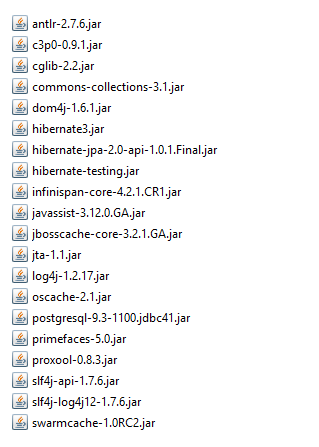 3.2 Configurando os Frameworks 3.2.1 Estes são os JARS necessários para o funcionamento do projeto. 3.2.2 Abaixo os links para download.