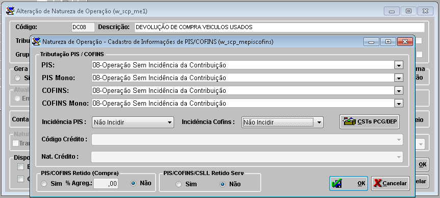 13 1.3. DEVOLUÇÕES DE COMPRAS DEVOLUÇÕES DE COMPRA Figura 23: Configuração para Devoluções de Compra (Diversas).