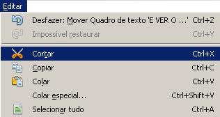 3 Cortar Primeiramente selecione o objeto ou o texto a ser recortado.