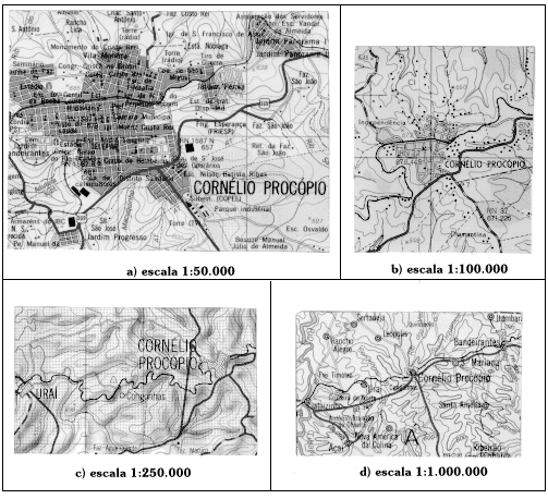 QUESTÃO 6 Analise os mapas a seguir: Fonte: <http://uraniosgeo.blogspot.com.br/2009/06/escala-cartografica-e-um-dos-elementos.html>. Acesso em 12 set. 2012.