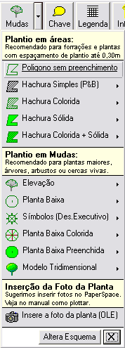 112 6.6.2.5.3 Plantas no CAD Para inserir plantas ou tipologias de plantas no CAD, basta clicar no botão. Clicando no botão, também se obtém a lista de formas de plantio. Figura 6.31.