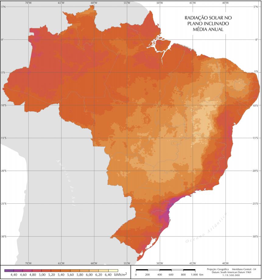 ENERGIA SOLAR Alta temperatura mapa do Brasil