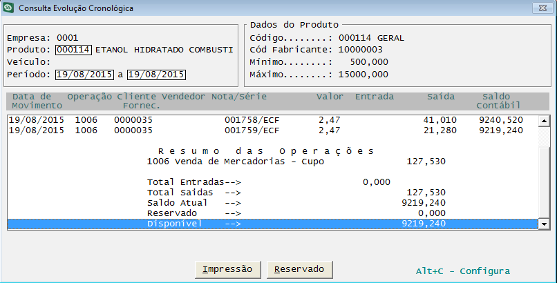 13 ESTOQUE 82389 - Valor negativo de estoque de combustível Ao efetuar consulta de saldo de estoque de combustíveis, o sistema estava apresentando divergência nos relatórios de Estoque de Combustível