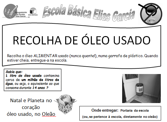 Água medição e publicação dos consumos Medição e publicação dos consumos, durante o 1º período Água - Óleo fora de água 2014/2015 Folheto distribuído pelos alunos nas caixas de correio da sua área de