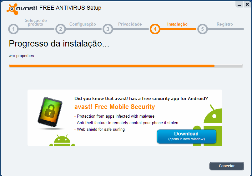 Dentro desse contexto você instala a parte de privacidade, depois se você quiser pode ver o acordo de licença de usuário final do Avast mas se caso não