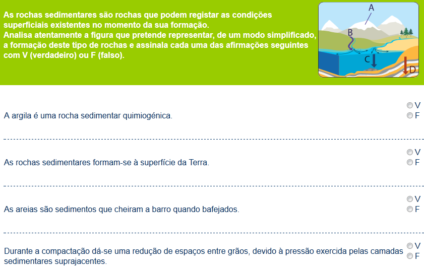 Ambiente sedimentar Subsistemas terrestes Pergunta Tema Concretização do modelo Descrição 1 Conceito e classificação de sistemas. O sistema Terra e as interações entre os seus subsistemas.