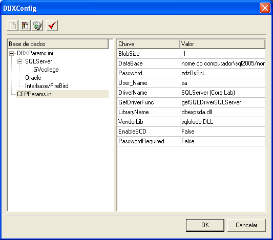 Na tela que surgir, selecione em qual tipo de servidor de banco de dados encontra-se a base de Cep.