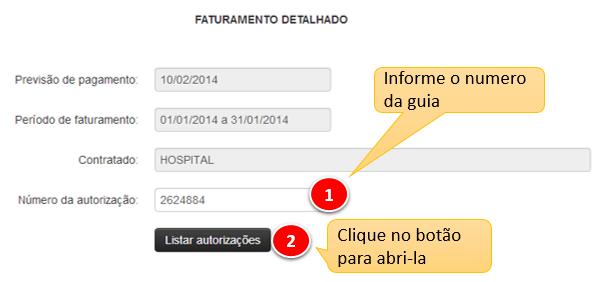 Faturamento detalhado (com outras despesas) O faturamento detalhado é para enviar guias que utilizaram despesas complementares com por ex.