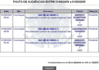 10 Juizado Especial Digital - Creta v2.6 1.5 Audiência 1.5.1 Pauta de Audiências Poderá tirar uma pauta de todas as audiências, em um determinado periodo : 1. Menu AUDIÊNCIAS; 2.