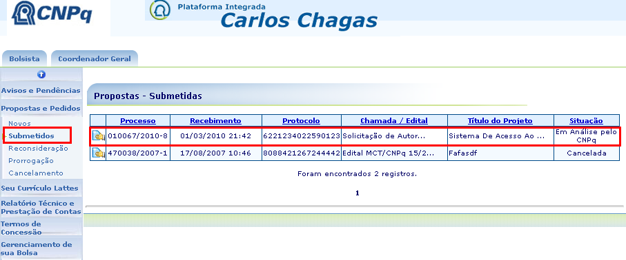 Na seqüência, se não houver nenhuma modificação a realizar, clique no botão Enviar para o Representante Legal.