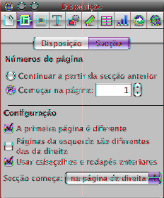 2 Clique em Inspector na barra de ferramentas, clique no botão Disposição e depois clique em Secção. 3 Desmarque a opção Usar cabeçalhos e rodapés anteriores.