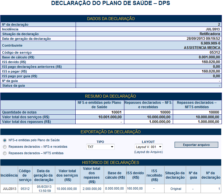 Declaração do Plano de Saúde - DPS Versão do Manual: 1.2 pág.