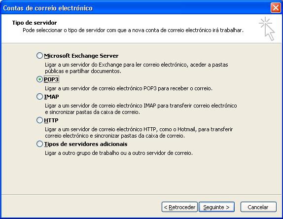 3. Caso tenha já configurado o seu Outlook, e pretenda alterar as configurações de uma conta de correio electrónico, deverá