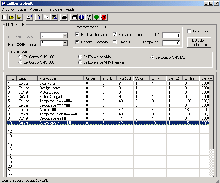 Figura 5 Tela Principal 2. Verifique e ajuste os parâmetros do canal de comunicação serial do computador. No menu superior, clique em Hardware, Serial.
