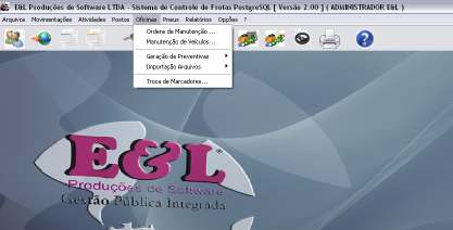 21 Submenus do menu Oficinas: Neste menu são cadastradas todas as informações para a Manutenção, Geração de Preventivas, Importação de