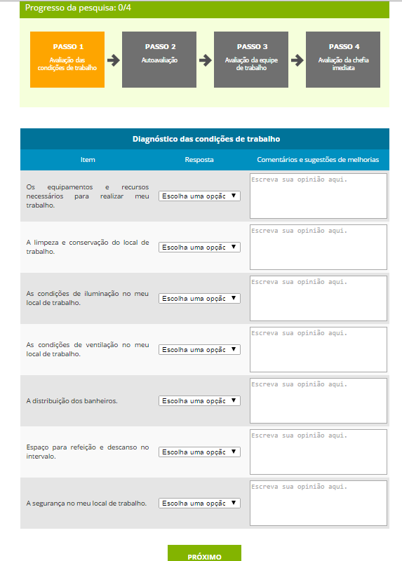 1) Formulário de Diagnóstico das Condições de