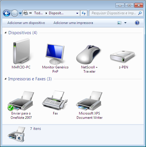 Os dispositivos exibidos na pasta Dispositivos e Impressoras normalmente são além de seu computador,.