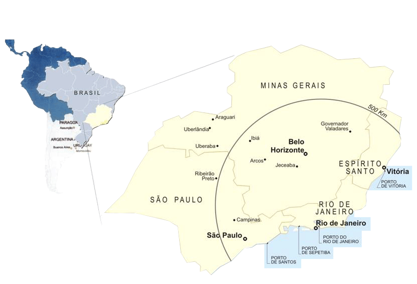 Rio de Janeiro Localização Sudeste do Brasil (56% do PIB nacional) Área 43.