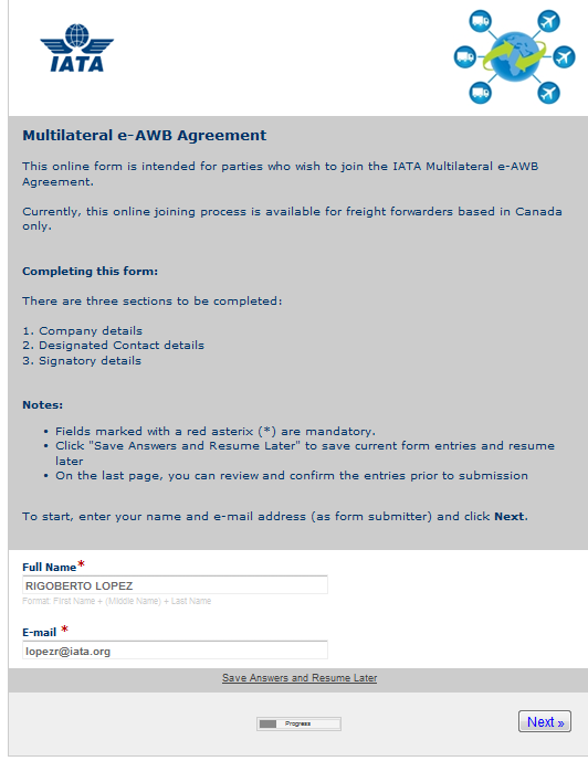 Assinatura Digital do Acordo Multilateral do e-awb Multilateral e-awb Agreement Digital Signature Processo sem Papel com o uso de assinatura digital a- Acessar o seguinte endereço na web: www.iata.