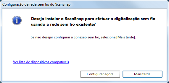 5. Siga as instruções da tela para conectar o ScanSnap ao computador. Clique o botão [Avançar] e siga as instruções da tela para conectar o ScanSnap ao computador.