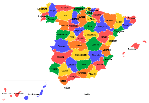 O mapa de Espanha Trabalho