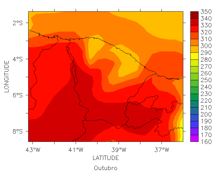 71 Figura 19 Média mensal de uma área sobre o Ceará, resultado do modelo sem correções.
