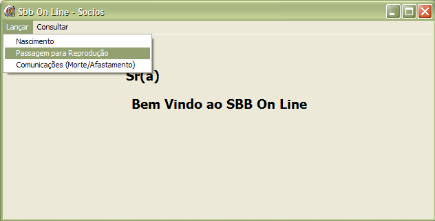 PASSAGEM PARA REPRODUÇÃO Para fazer uma passagem para reprodução, vá até a tela de boas vindas e clique no menu Lançar e depois em Passagem para Reprodução como mostra a figura abaixo.