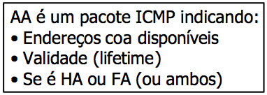 Slide 14 IP Móvel - Anúncio e Solicitação Redes sem Fio e Sistemas Móveis de Adaptou-se o protocolo ICMP (para descoberta de roteadores) para os agentes de mobilidade Roteadores difundem