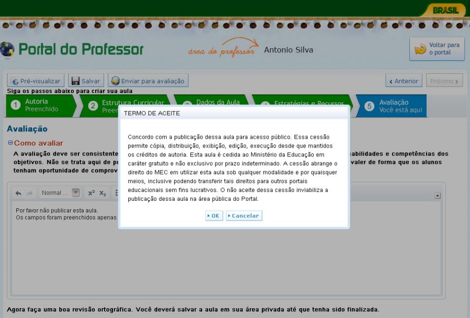 Se a aula já estiver sido revisada, clique em Aula já revisada (1); se não, clique em Voltar para a aula