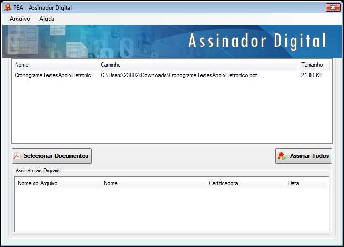 Antes de prosseguir, certifique-se de que seu certificado digital (SmartCards ou Tokens USB) esteja devidamente conectado a seu computador.