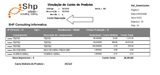 Como pode observar nas duas figuras, na página anterior foi feita à simulação que desejava, com componentes, preços, quantidades, incluiu outro componente, ou excluiu etc.