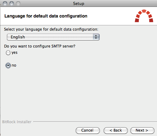Figura 4 Por fim, o instalador irá perguntar se o usuário gostaria de configurar um servidor SMTP para envio d e-mails, devendo o usuário responder não, conforme Figura 5, pois a ferramenta