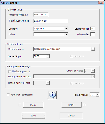 Configurações Gerais Esta etapa é utilizada para estabelecer a configuração do arquivo do adaptador de comunicação ( communication adapter ).